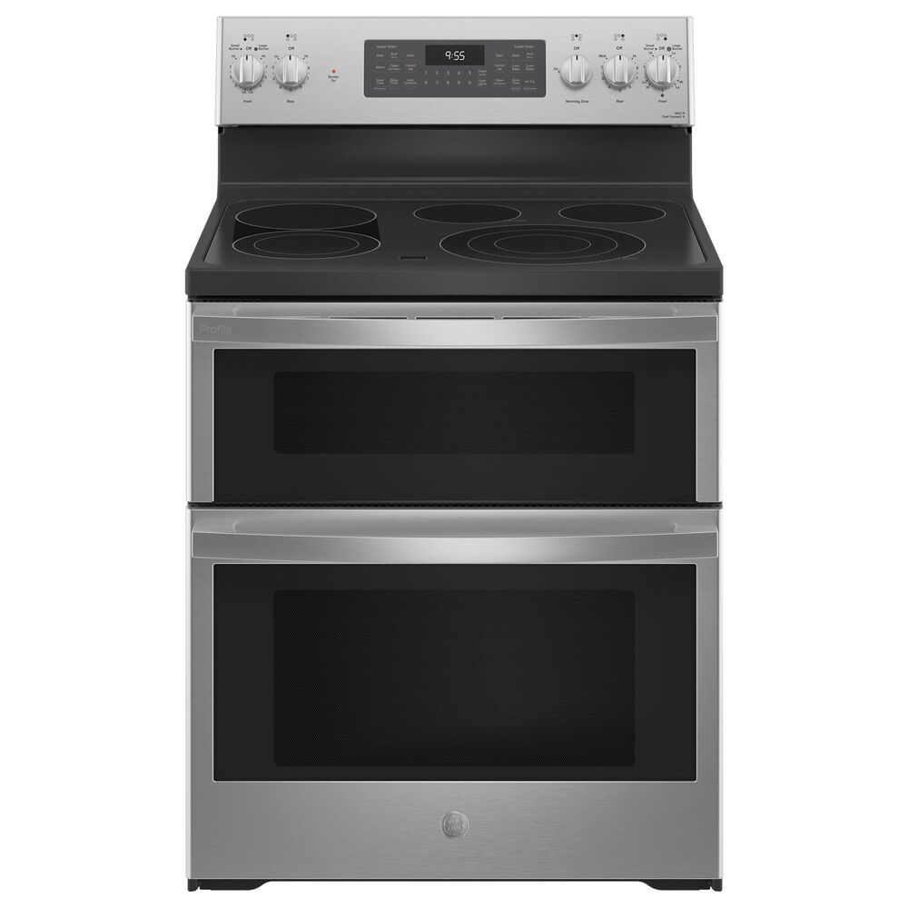 GE Profile 2-Piece Kitchen Package with 6.6 Cu. Ft. Free-Standing Electric Range and 1.7 Cu. Ft. Over-The-Range Microwave in Stainless Steel, , large