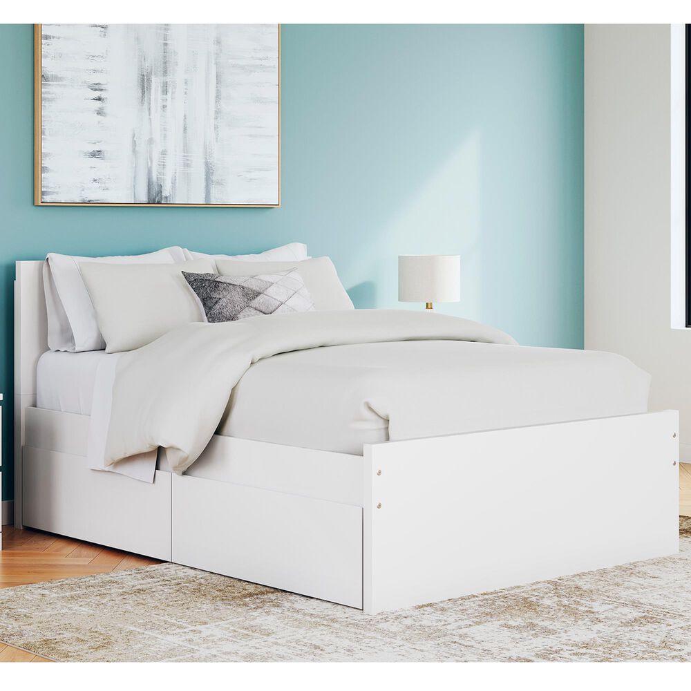Ashley Onita Full Panel Platform Bed with 2 Side Storage in White, , large