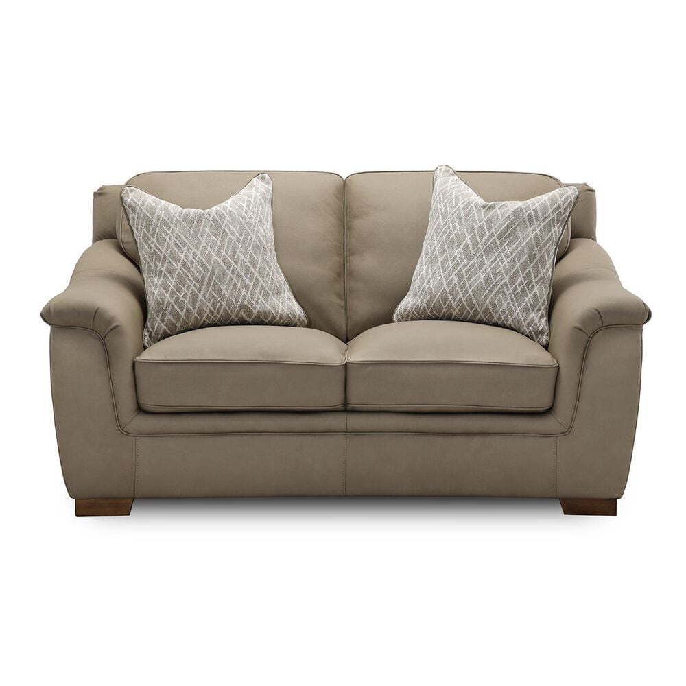 Sienna Designs Leather Stationary Loveseat in Succulents Light Grey, , large