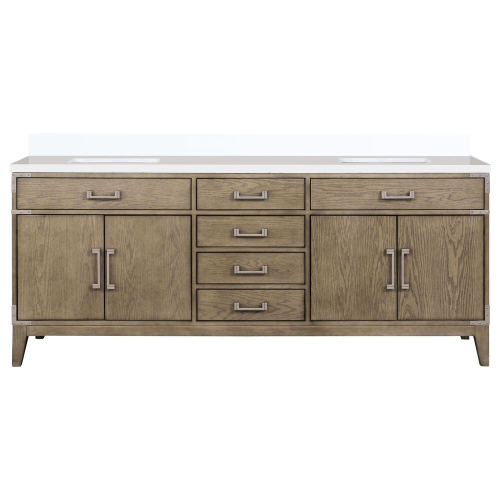 Lexora Home Laurel 80" Double Bathroom Vanity in Grey Oak with White Cultured Marble Top and Rectangular Sinks, , large