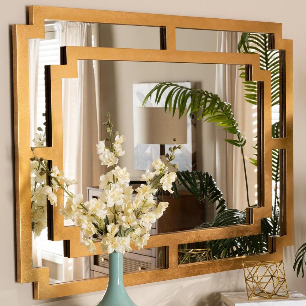 Baxton Studio Dayana Accent Wall Mirror in Antique Gold, , large