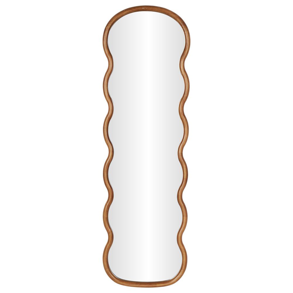 Maple and Jade 71" Wood Abstract Wavy Wall Mirror in Brown, , large
