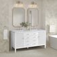 James Martin Vanities Myrrin 60" Double Vanity in Bright White with 3 cm Carrara White Marble Top, , large