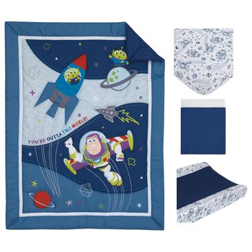 Nojo Baby and Kids Toy Story Outta This World 4-Piece Nursery Crib Bedding Set in Blue and Gray, , large