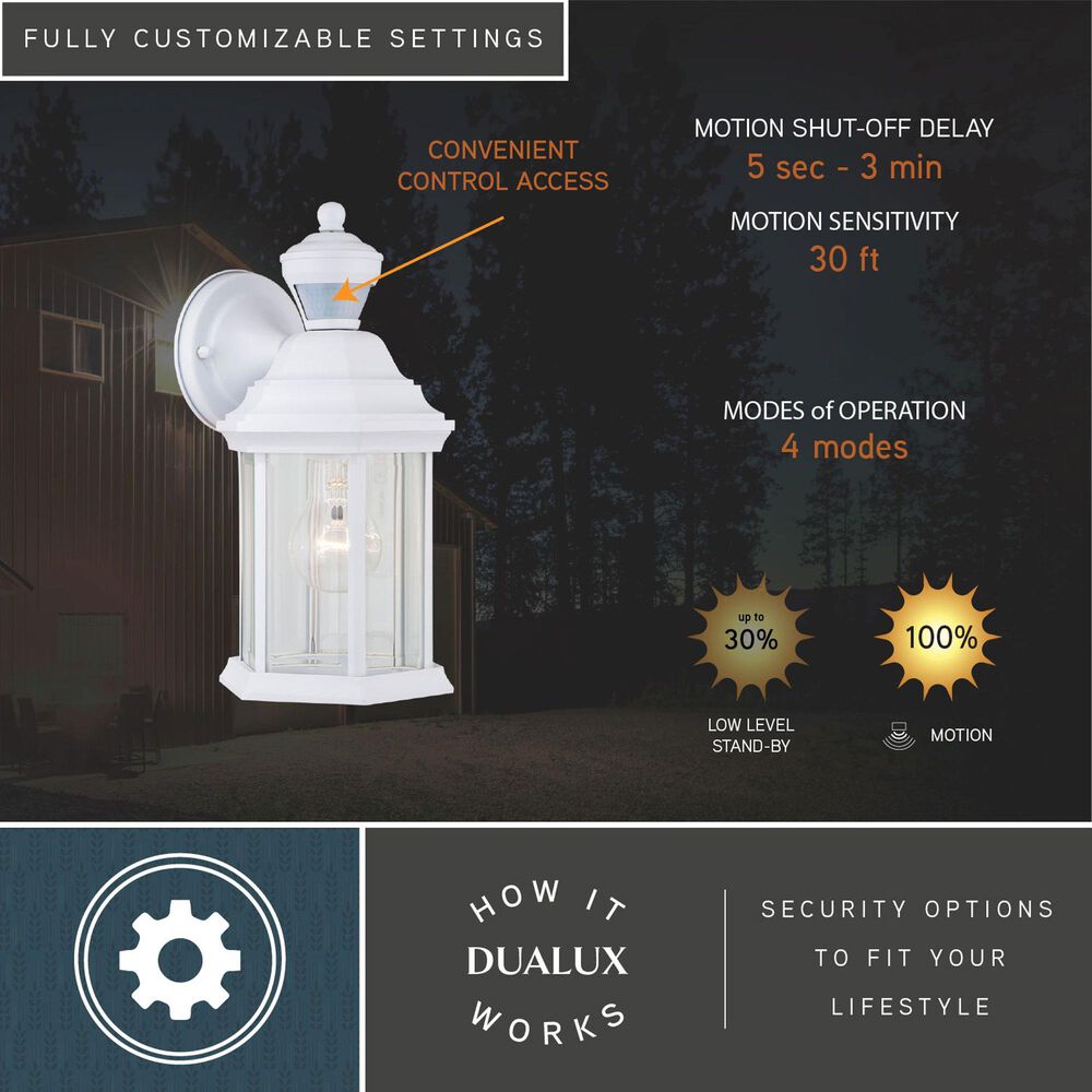 Vaxcel Auburn 6.25" 1-Light Outdoor Motion Sensor Wall Sconce in Textured White, , large
