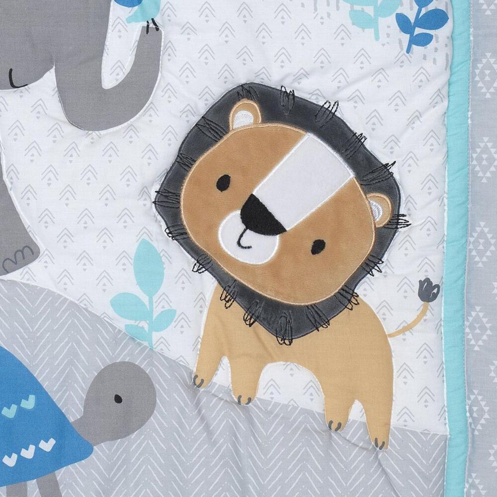 Lambs and Ivy Jungle Fun 3Piece Bedding Set in Gray, Blue and White