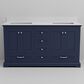 Lexora Home Dukes 60" Double Bathroom Vanity in Navy Blue with 2 cm White Cultured Marble Top and Rectangular Sinks, , large
