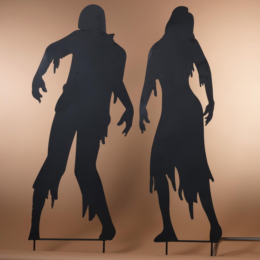 The Gerson Company 59" High Zombie Silhouette Yard Stakes in Black (Set of 2), , large