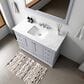 Lexora Home Dukes 48" Single Bathroom Vanity in Dark Grey with 2 cm White Carrara Marble Top and Rectangular Sink, , large