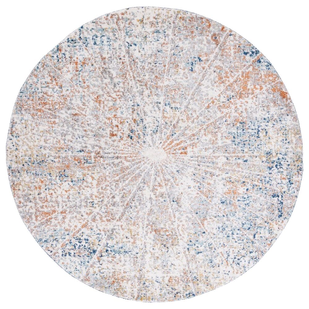 Safavieh Aston ASN728 6"7" Round Ivory and Navy Area Rug, , large