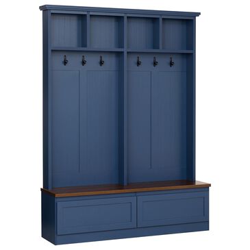 HOMLUX 6-Hook Hall Tree with Wood Grain Bench in Blue, , large