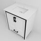 Lexora Home Ziva 30" Single Bathroom Vanity in White with 2 cm White Cultured Marble Top and Rectangular Sink, , large