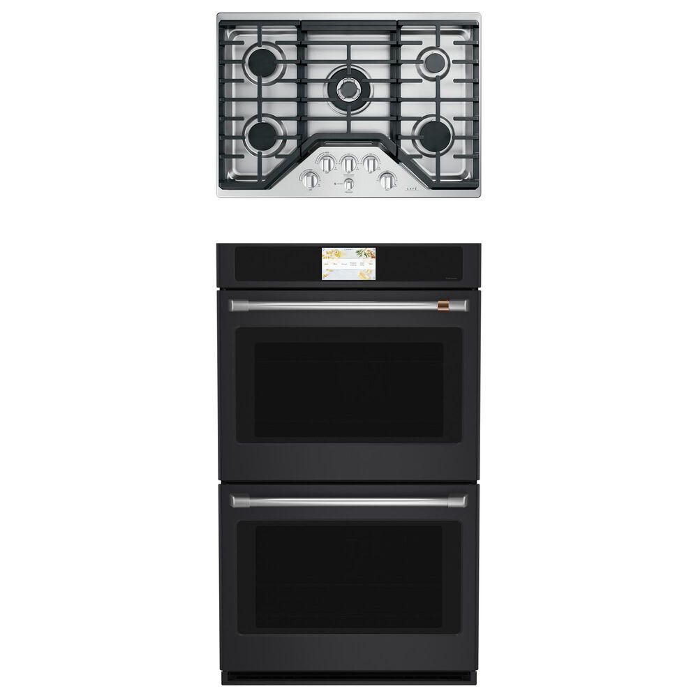 Cafe 2-Piece Kitchen Package with Matte Black 30" Smart Built-In Convection Double Wall Oven and Stainless Steel 30" Gas Cooktop, , large
