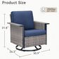 Sunwell Garden Patio Swivel Glider Chair with Square Armrests in Navy (Set of 2), , large