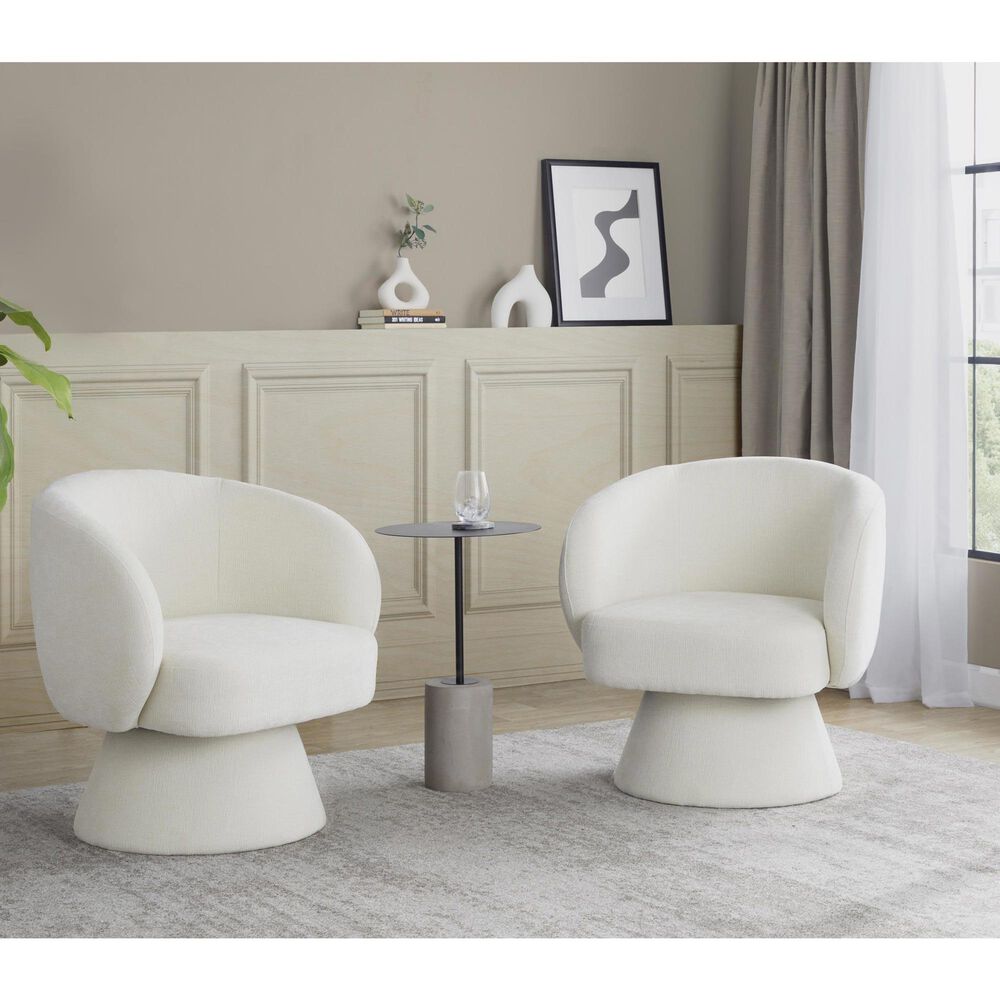 LumiSource Fran Swivel Accent Chair in Cream, , large