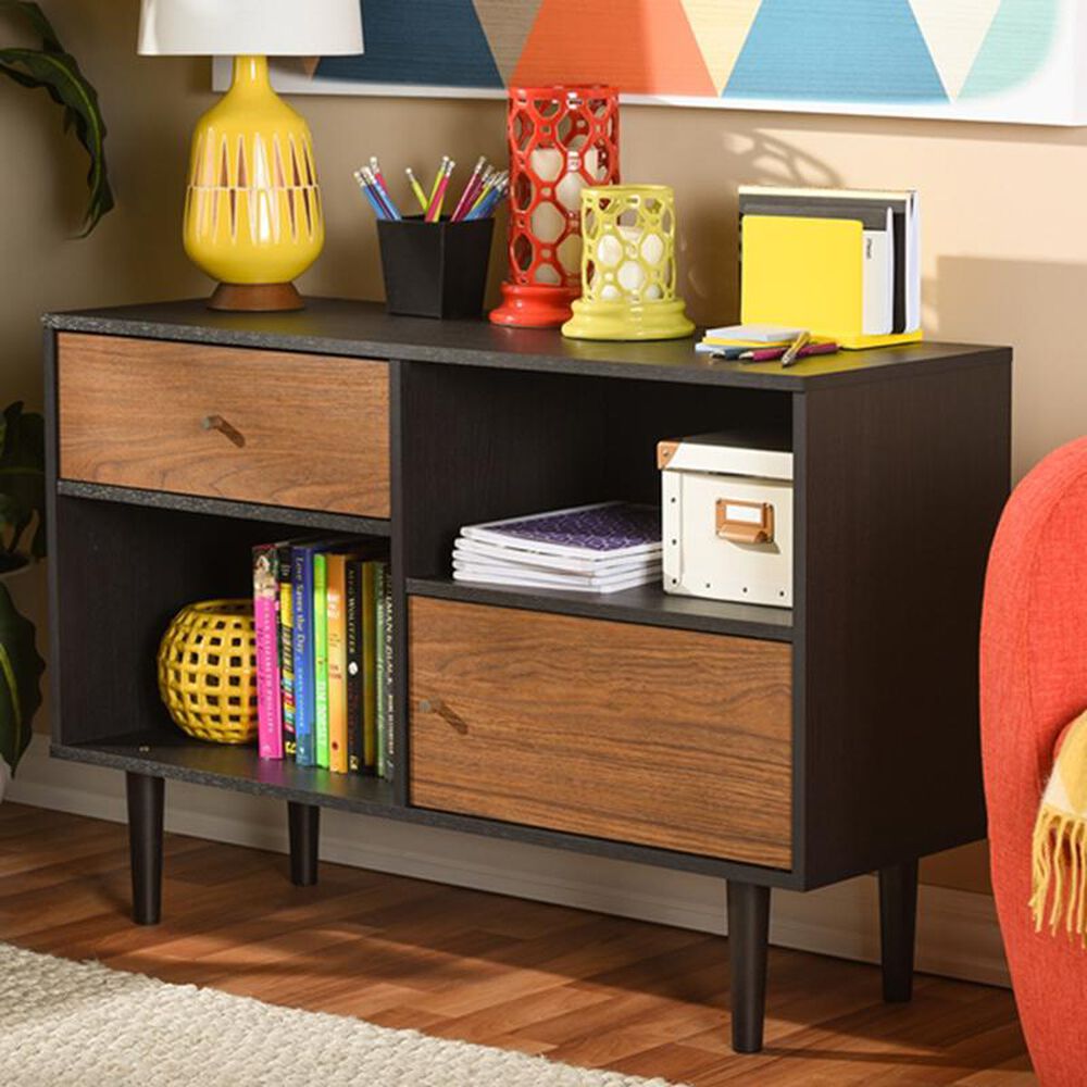 Baxton Studio Auburn Sideboard Storage Cabinet in Walnut and Espresso , , large