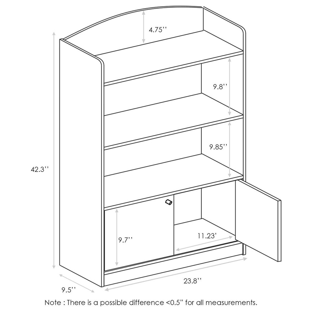 HOMLUX 4-Tier Bookshelf with 2-Door Storage Cabinet in Light Blue, , large