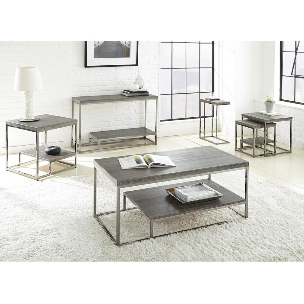 Crystal City Lucia Chairside End Table in Black Nickel and Gray, , large