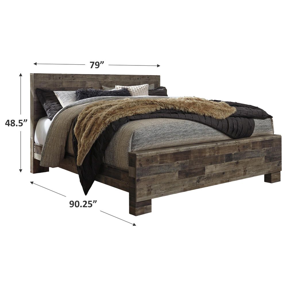Ashley Derekson King Panel Bed in Two Tone Walnut and Gray, , large