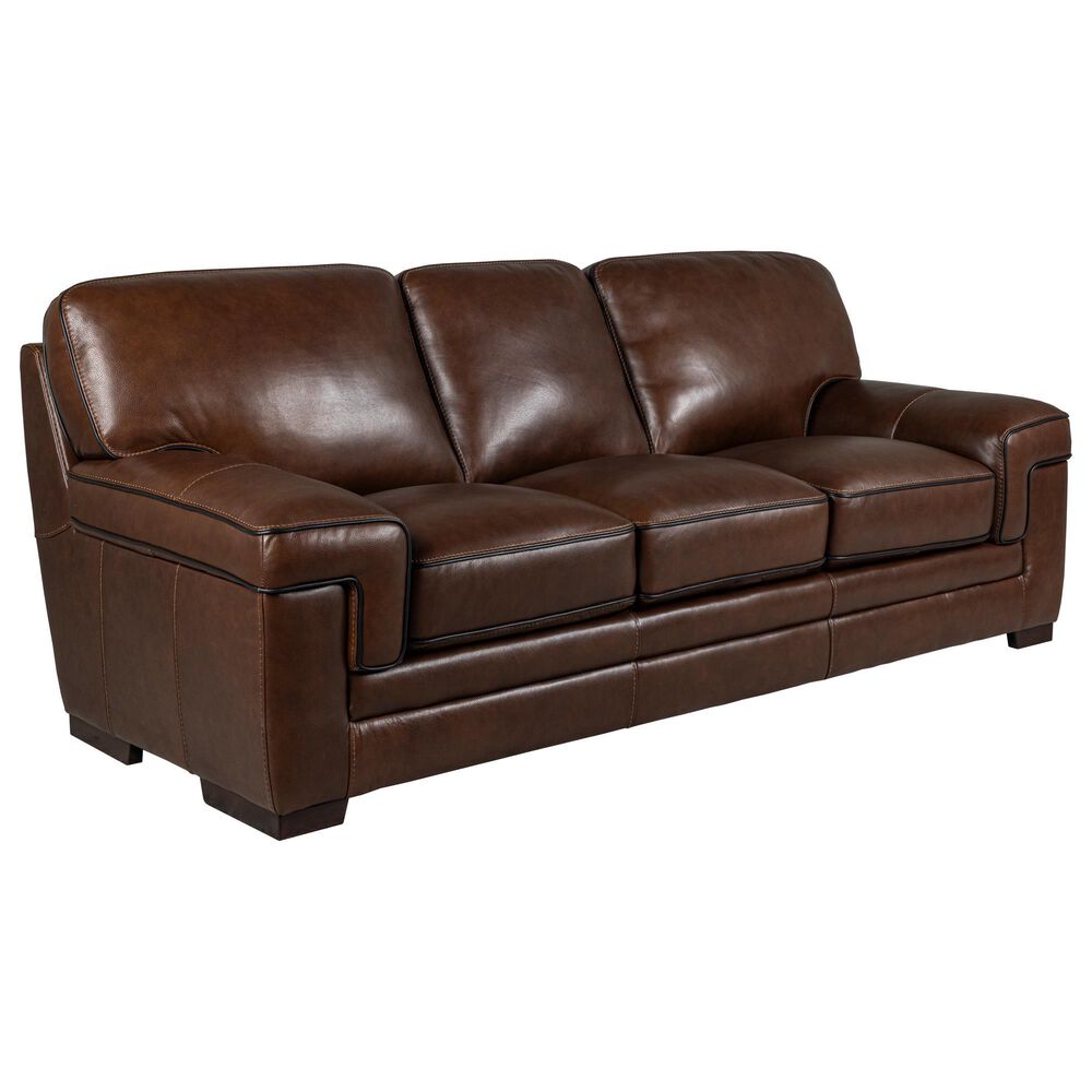 Simon Li Stationary Leather Sofa in Longhorn Bramble, , large
