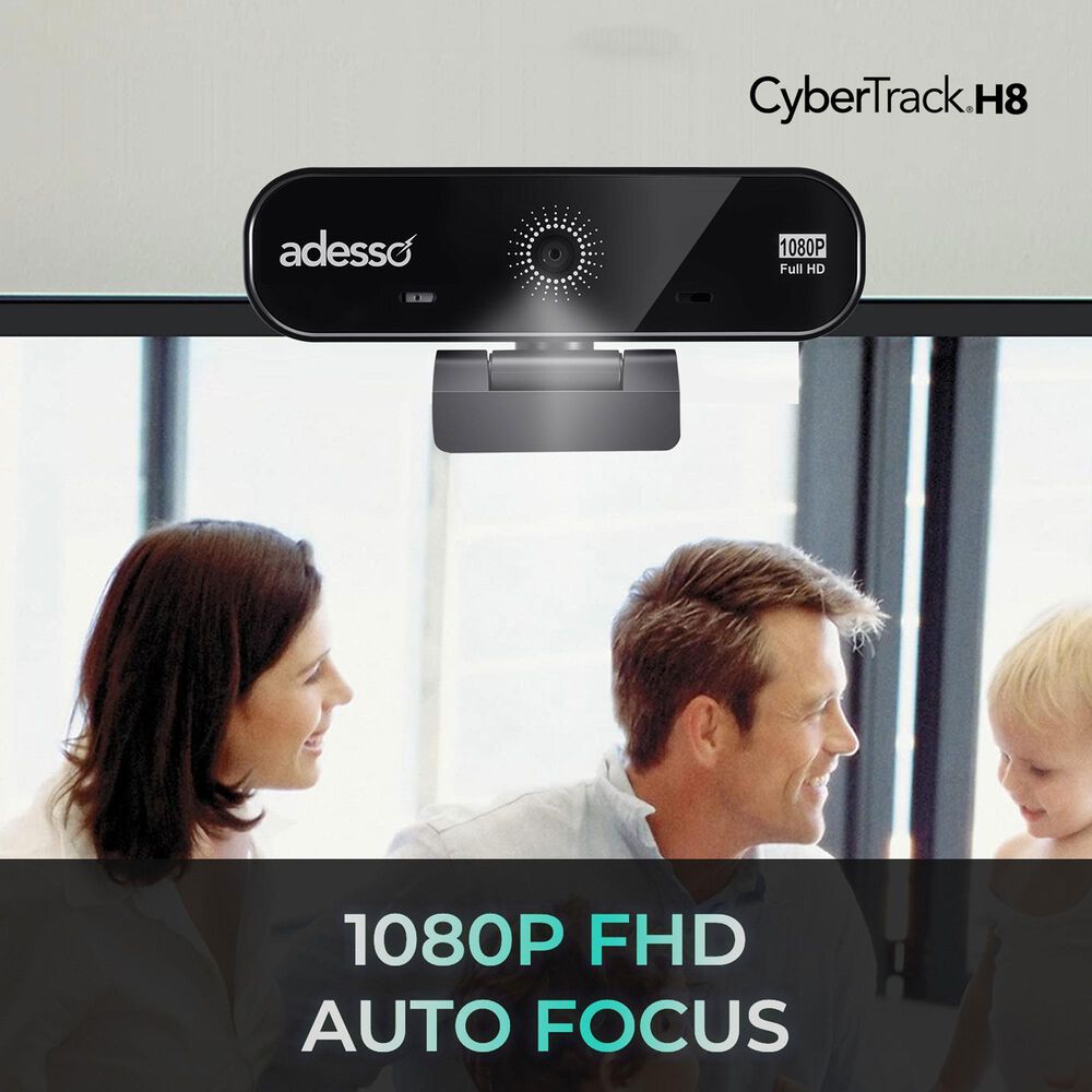 Adesso CyberTrack H8 1080P Full HD Resolution Desktop Webcam in Black, , large