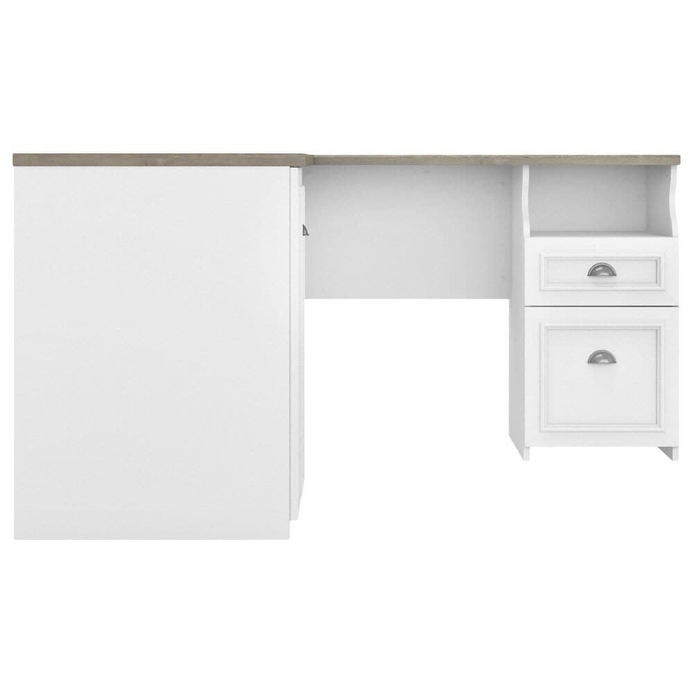 Bush Fairview 3-Piece Office Desk and File Cabinet Set in Shiplap Gray and Pure White, , large