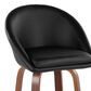 LumiSource Matisse 30" Swivel Barstool with Black Faux Leather Upholstery in Walnut and Black (Set of 2), , large