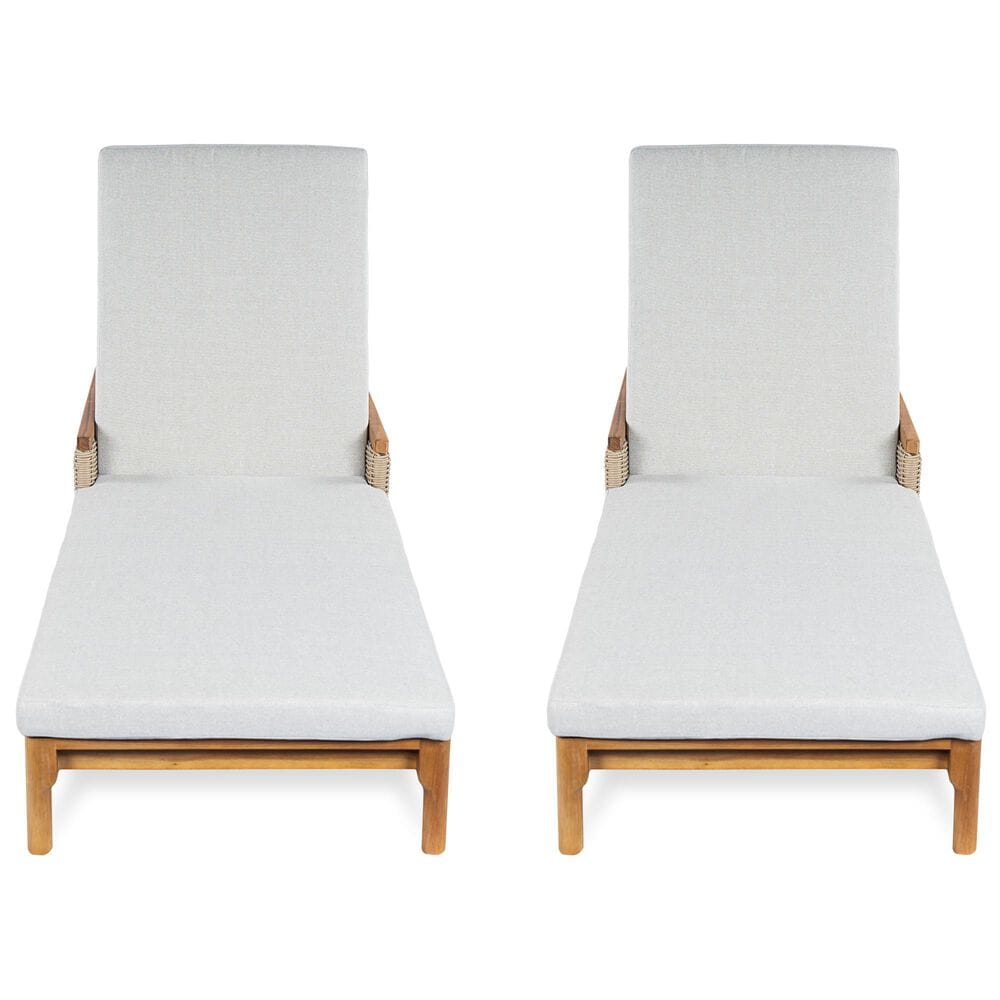 Hearth and Haven Outdoor Chaise Lounge in Light Grey (Set of 2), , large