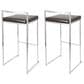Lumisource Fuji Stackable Barstool with Brown Faux Leather in Brushed Stainless Steel (Set of 2), , large