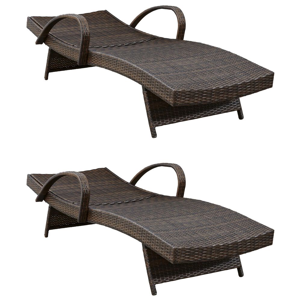Ashley Kantana Patio Chaise Lounge in Brown &#40;Set of 2&#41;, , large