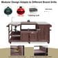 HOMLUX 75.4" Outdoor Kitchen Island with Sink, Solid Wood Outdoor Grill Cart for XL Green Egg Grills, Rolling Outdoor Bar Cart with Stainless Steel Top, for Pizza Prep & BBQ, Brown, , large