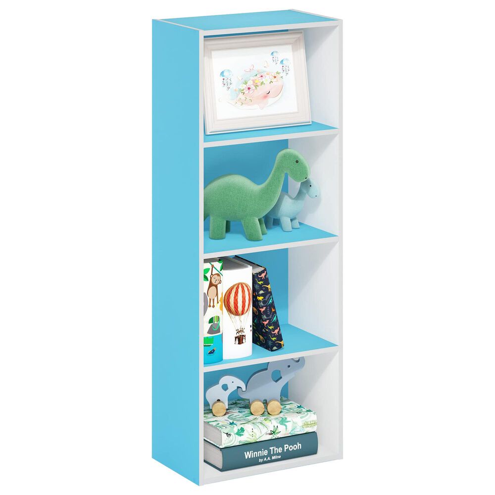 HOMLUX 4-Tier Open Shelf Bookcase in Light Blue and White, , large