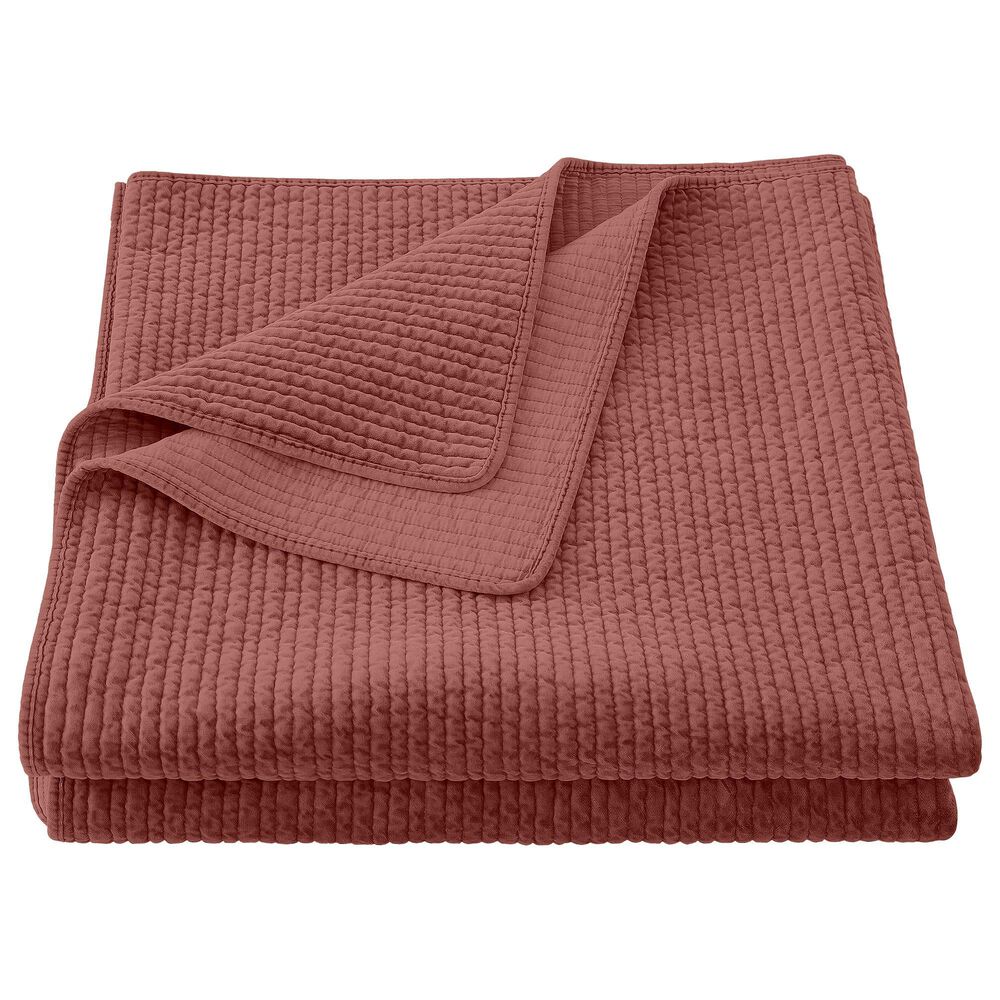 HiEnd Accents Stonewashed Velvet 3-Piece Full/Queen Quilt Set in Salmon, , large