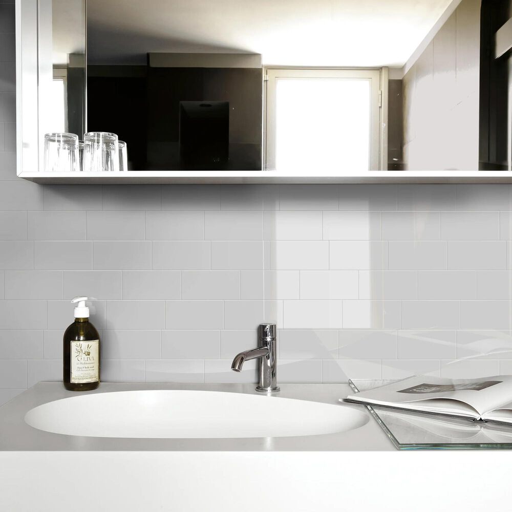 Emser Catch Gray 3&quot; x 6&quot; Glossy Subway Ceramic Wall Tile, , large