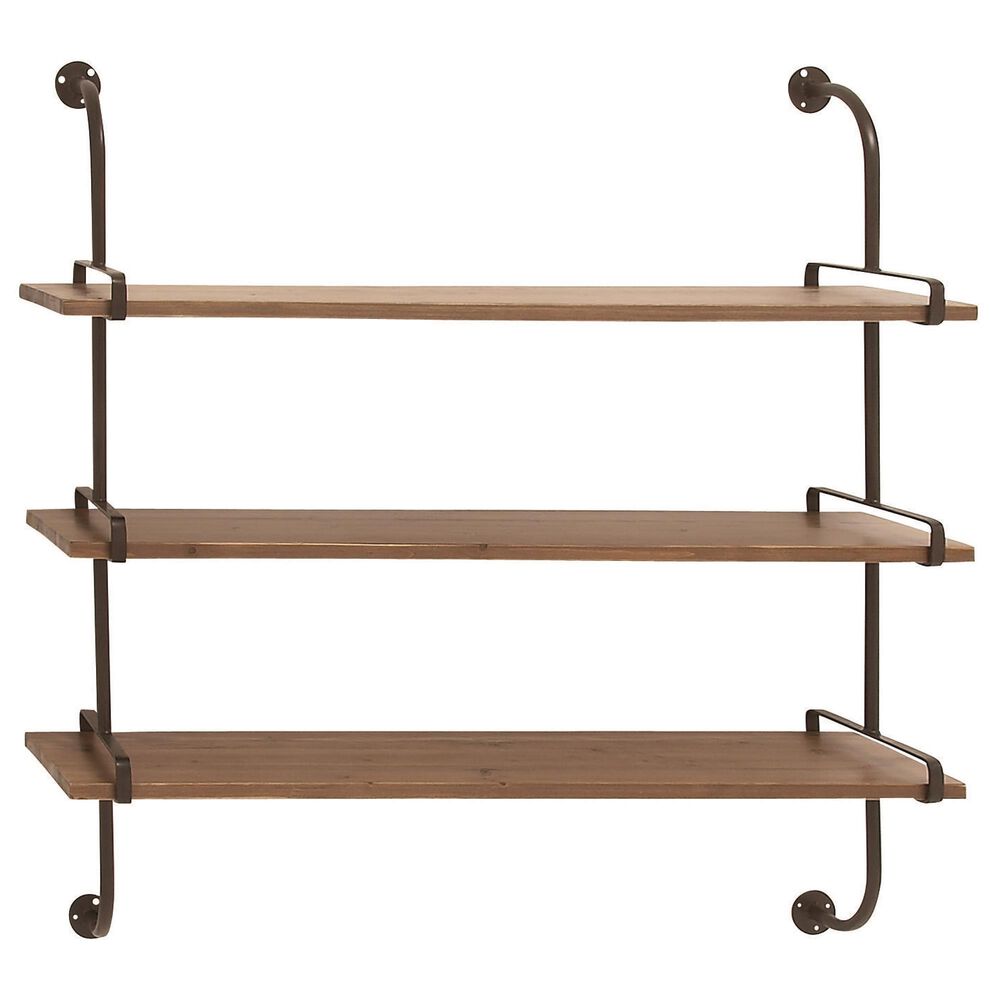 Maple and Jade 38" Wall Shelf in Oiled Brown and Sleek Black, , large