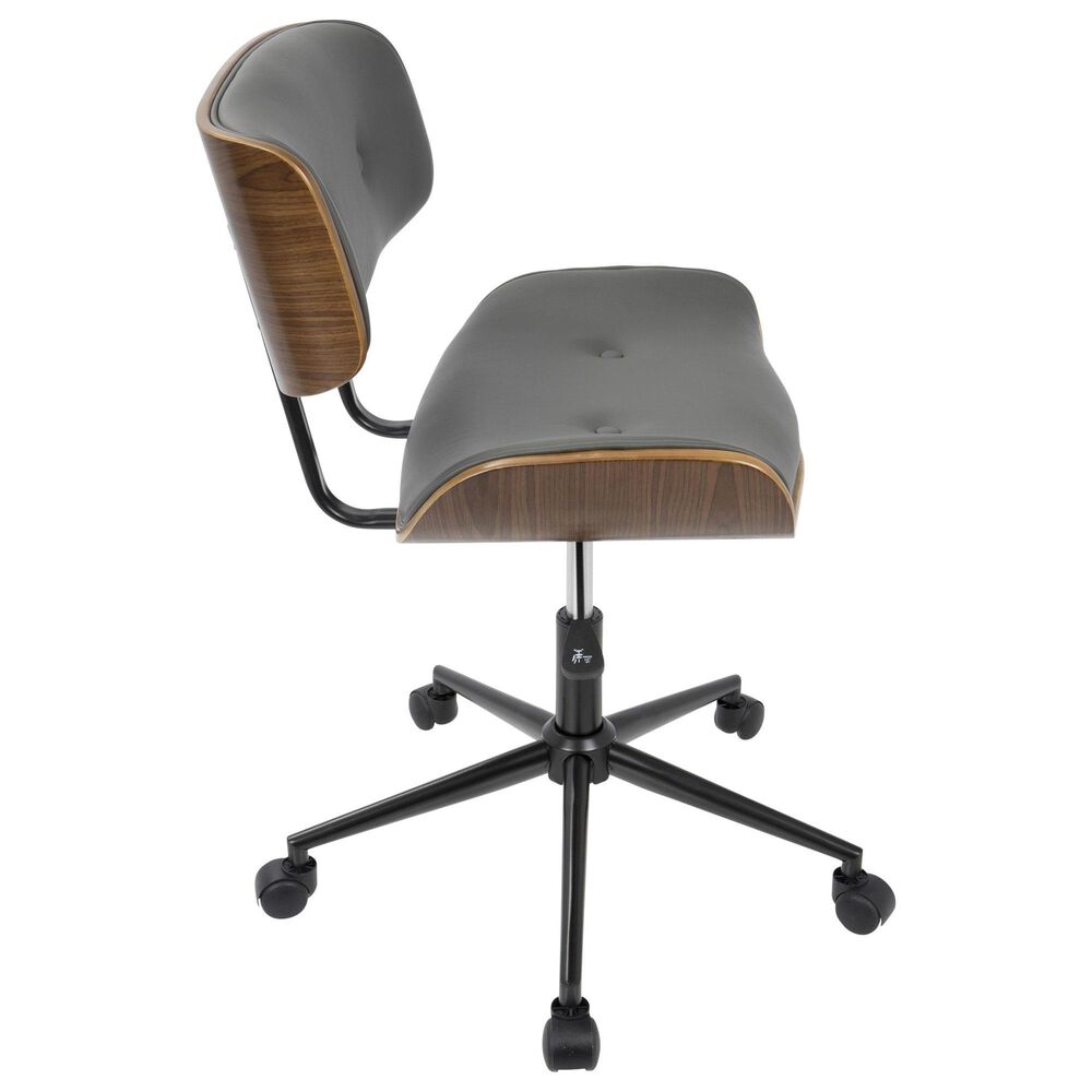 Lumisource Lombardi Desk Chair with Grey Cushion in Walnut and Black, , large