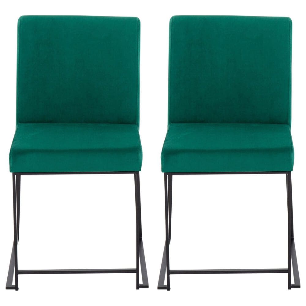 LumiSource Fuji Side Chair with Green Cushion in Black (Set of 2), , large
