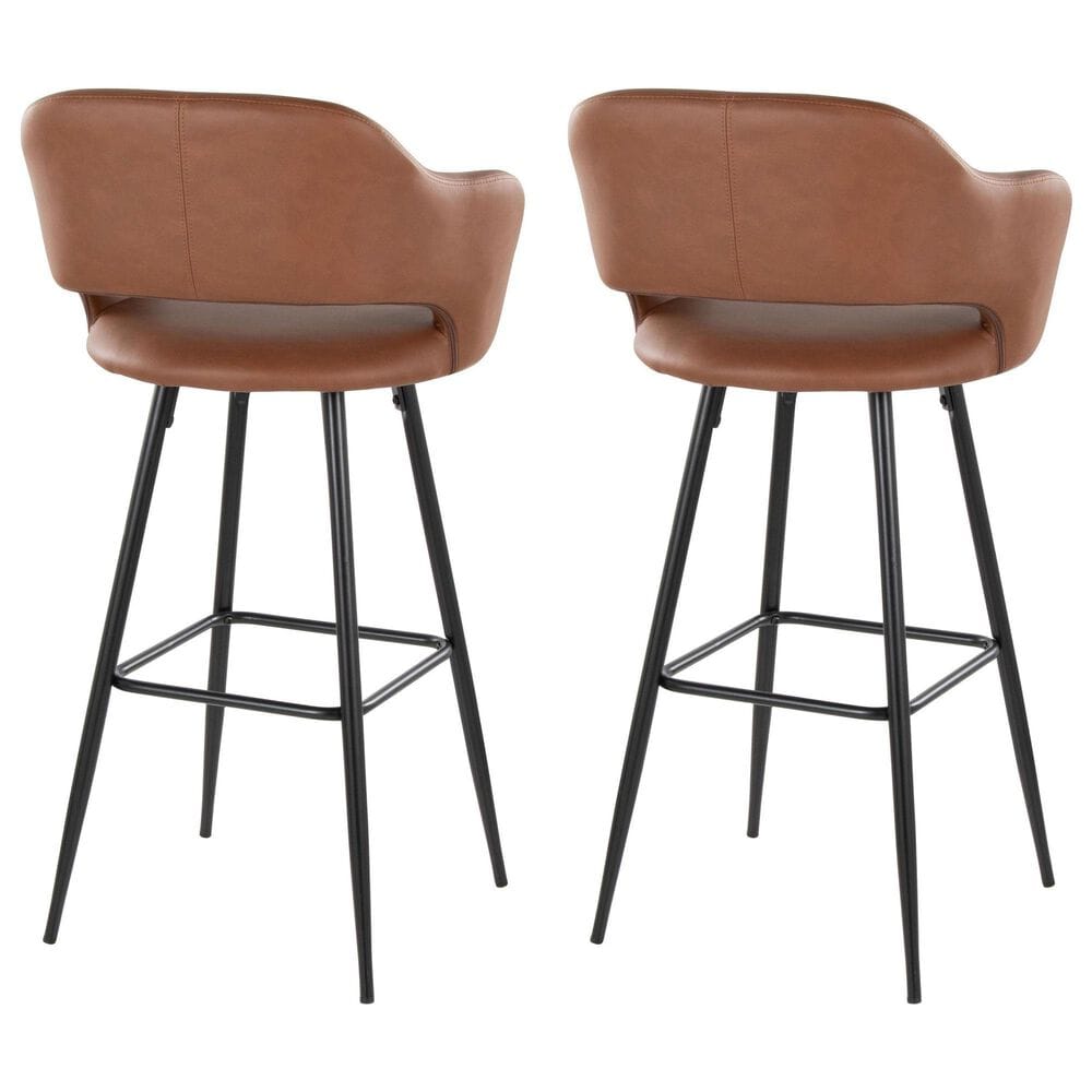 Lumisource Margarite Barstool with Brown Cushion in Black &#40;Set of 2&#41;, , large