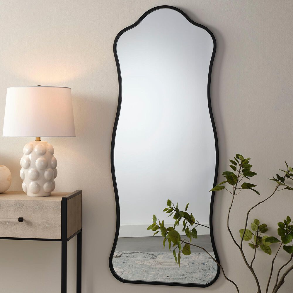 Splendor Living Belmont Wavy Floor Mirror in Black, , large