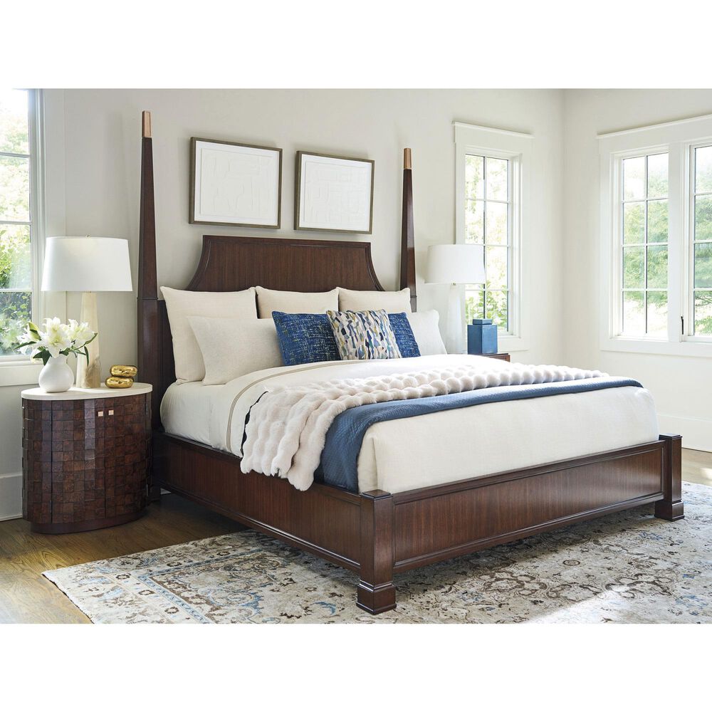 Lexington Furniture Essex King Poster Bed in Walnut and Rose Gold, , large