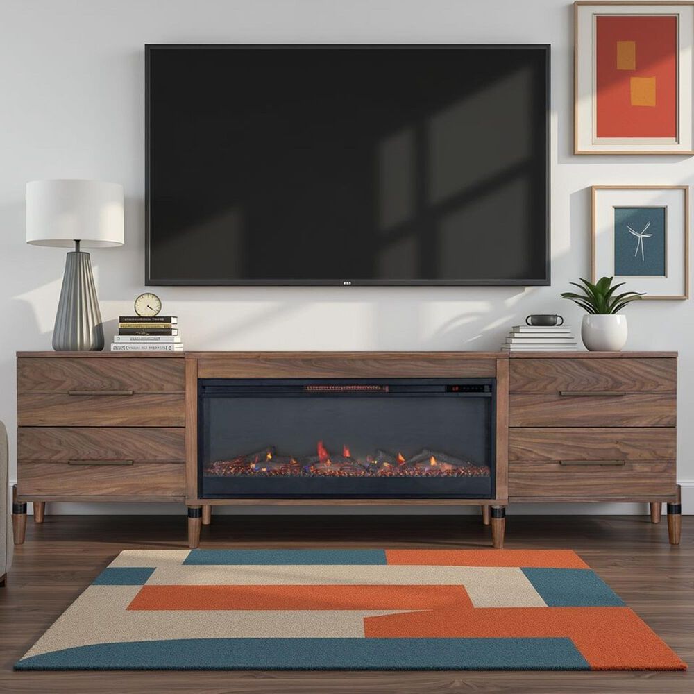Legends Home Tranquility 94" Fireplace TV Stand in Walnut, , large