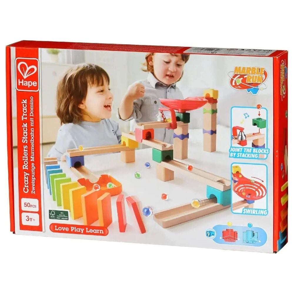 Hape Toys Crazy Rollers Stack Track Wooden DIY Marble Run Set, , large