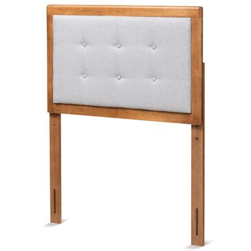 Baxton Studio Sarine Twin Headboard in Light Grey/Walnut, , large