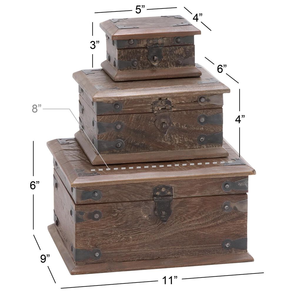 Maple and Jade Rustic Box in Dark Mocha Brown &#40;Set of 3&#41;, , large