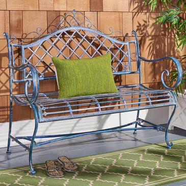 Safavieh Abner 45.75" Patio Bench in Antique Blue, , large