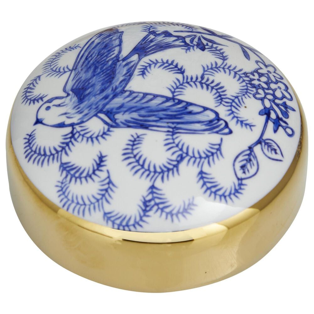 Maple and Jade 2-Piece Jar Set with Floral Accents in White, Blue and Gold, , large