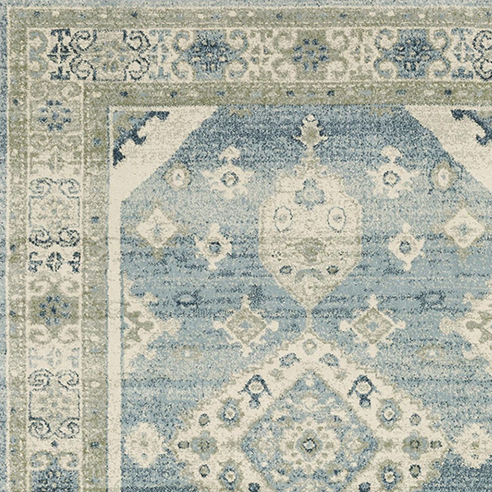 Oriental Weavers Branson Aztec Medallion 1&#39;10&quot; x 7&#39;3&quot; Blue and Beige Runner, , large