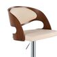 Lumisource Pino Adjustable Swivel Barstool with Cream Cushion in Chrome and Walnut (Set of 2), , large