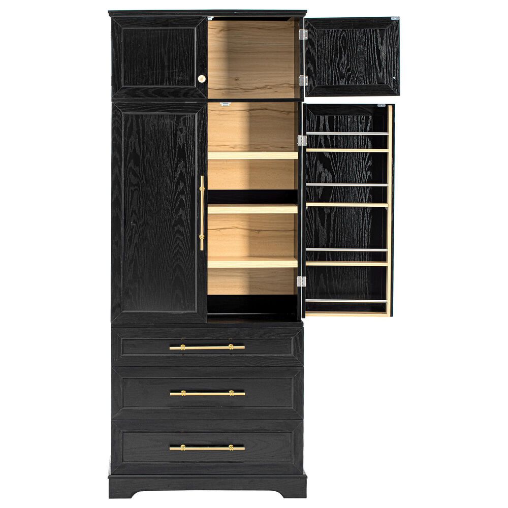 HOMLUX 78.2" Tall Farmhouse Kitchen Pantry Cabinet with 8 Door Shelves, Storage Cabinet with 3 Adjustable Shelves, 3 Large Drawers, Versatile Cupboard for Kitchen, Dining &amp; Bathroom, Ash Black, , large