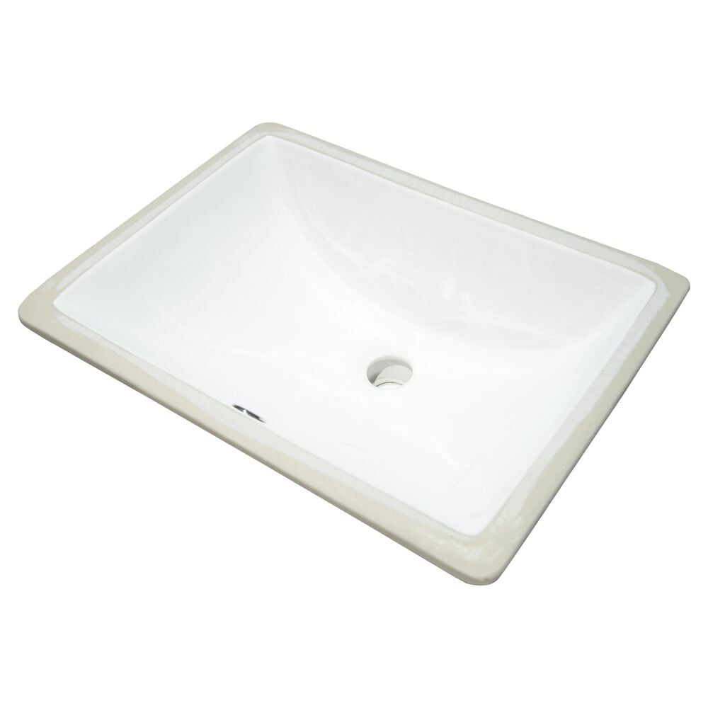MS International 18.5" x 13.75" Rectangular Porcelain Undermount Bathroom Vanity Sink in White, , large